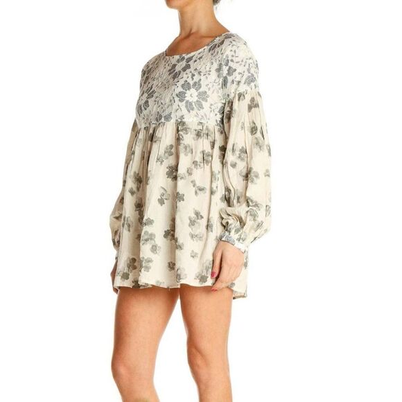 Anthropologie Sunday In Brooklyn Gray White Lace Rayon Linen Top Small - Picture 2 of 7